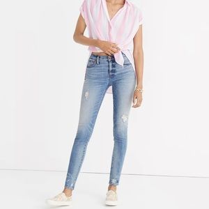 Madewell 9” High-Rise Skinny Jeans Destructed Hem Edition Plus Size 32